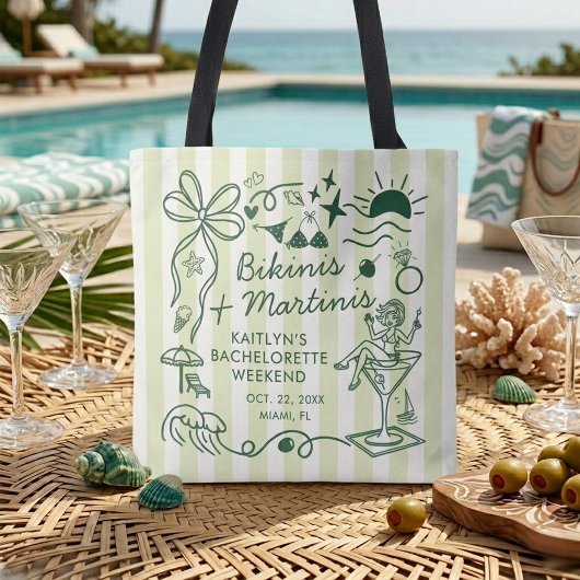 Bikinis & Martinis Beach Bachelorette Party Custom Tasche
