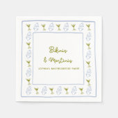 Bikinis & Martinis Blue Olive Junggeselinnen-Absch Serviette (Vorderseite)