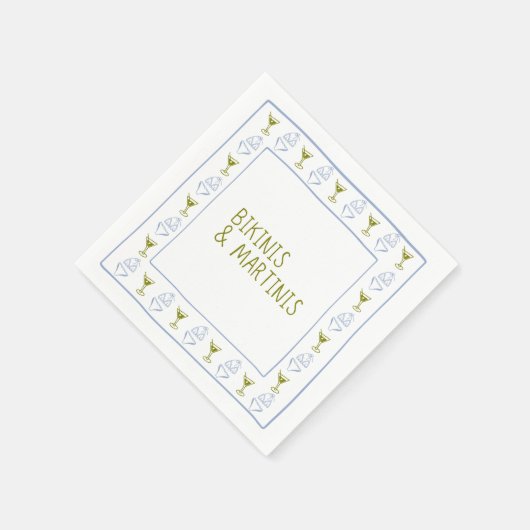 Bikinis & Martinis Blue Olive Junggeselinnen-Absch Serviette (Ecke)