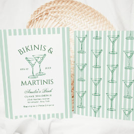 Bikinis & Martinis Green Bachelorette Einladung
