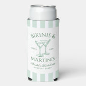 Bikinis & Martinis Green Bachelorette Selters Dosenkühler (Seltzer Vorderseite)