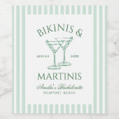 Bikinis & Martinis Green Bachelorette Weinetikett (Einzelnes Label)