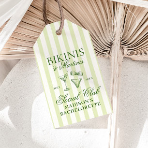 Bikinis & Martinis Grün gestreift Geschenkanhänger