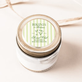 Bikinis & Martinis Grüner Streifen Runder Aufkleber