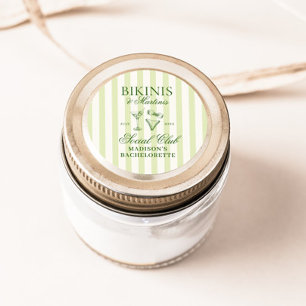 Bikinis & Martinis Grüner Streifen Runder Aufkleber