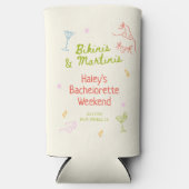 Bikinis & Martinis Hand Drawn Bachelorette Selters Dosenkühler (Vorderseite)