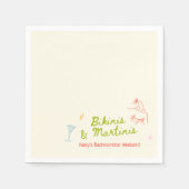 Bikinis & Martinis Hand Drawn Bachelorette Serviette (Vorderseite)