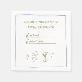 Bikinis & Martinis Handgeschriebener Junggeselinne Serviette