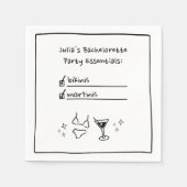 Bikinis & Martinis Handgeschriebener Junggeselinne Serviette (Vorderseite)
