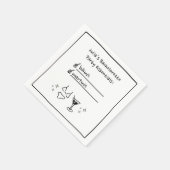 Bikinis & Martinis Handgeschriebener Junggeselinne Serviette (Ecke)