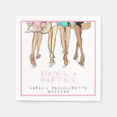 Bikinis & Martinis Junggeselinnen-Abschied Wochene Serviette (Vorderseite)