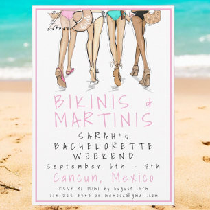 Bikinis & Martinis Junggesellinnen-Abschied am Str Einladung