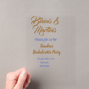 Bikinis & Martinis Junggesellinnenabschied Name Br Acryleinladungen