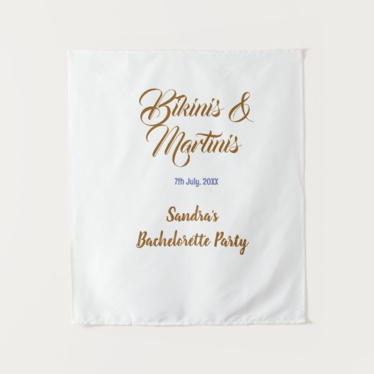 Bikinis & Martinis Junggesellinnenabschied Name Br Wandteppich (Vorderseite)