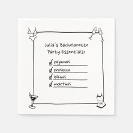 Bikinis, Martinis, Pajamas, Prosecco Bachelorette Serviette