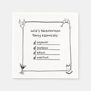 Bikinis, Martinis, Pajamas, Prosecco Bachelorette Serviette