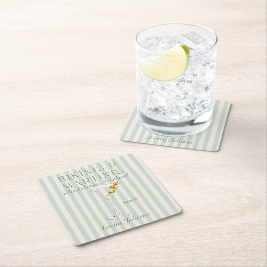 Bikinis & Martinis Rechteckiger Pappuntersetzer (Vor Ort)