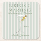Bikinis & Martinis Rechteckiger Pappuntersetzer (Vorderseite)