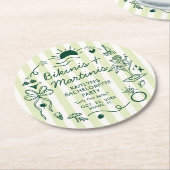 Bikinis & Martinis Strand Junggesellinnenabschied  Runder Pappuntersetzer (Angewinkelt)