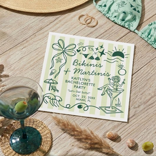 Bikinis & Martinis Strand Junggesellinnenabschied  Serviette
