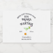 Bikinis & Martinis Tropical Pool Hen Bachelorette Alkoholflaschenetikett (Einzelnes Label)