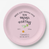 Bikinis & Martinis Tropical Pool Hen Bachelorette Pappteller (Vorderseite)