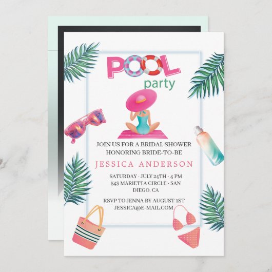 Bikinis Party Brautparty Bachelorette Einladung (Vorne/Hinten)