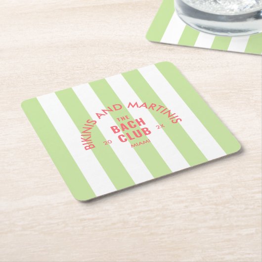 Bikinis und Martinis Bach Club Grüner Streifen Rechteckiger Pappuntersetzer (angewinkelt)