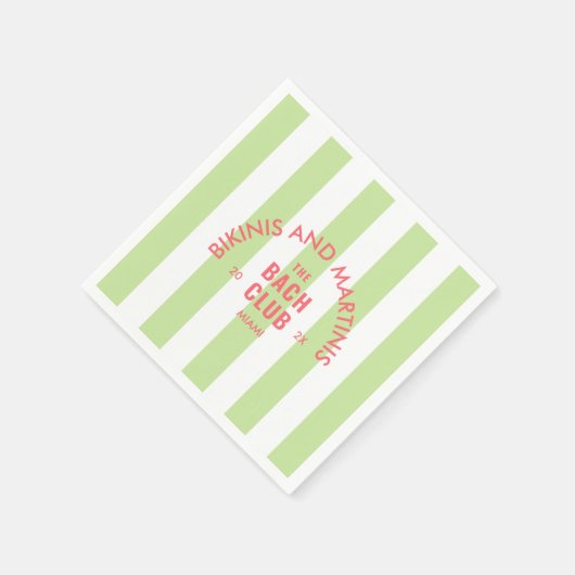 Bikinis und Martinis Bach Club Grüner Streifen Serviette (Ecke)