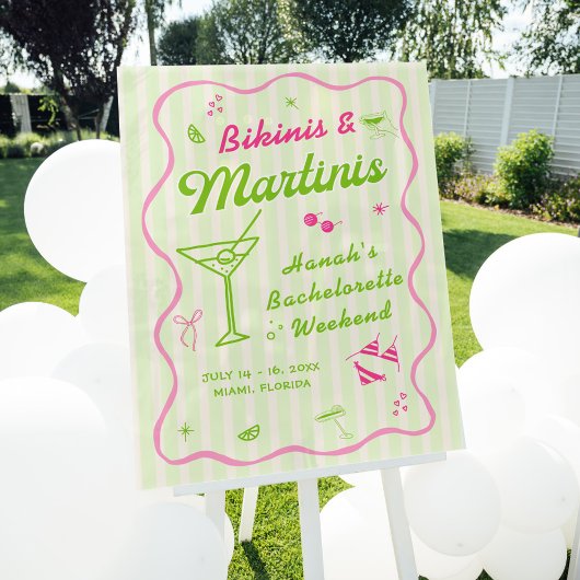 Bikinis und Martinis Bach Party Empfang Acrylschild
