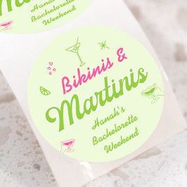 Bikinis und Martinis Bach Party Runder Aufkleber