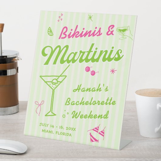 Bikinis und Martinis Bach Party Sockelschild (In Situ)
