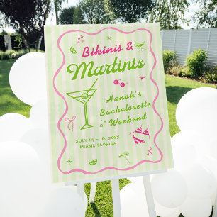 Bikinis und Martinis Bach Party Willkommen Acrylschild