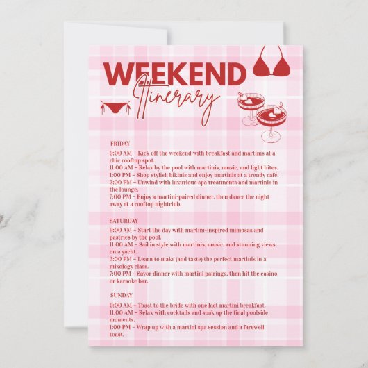 Bikinis und Martinis Bachelorette Einladung (Rückseite)