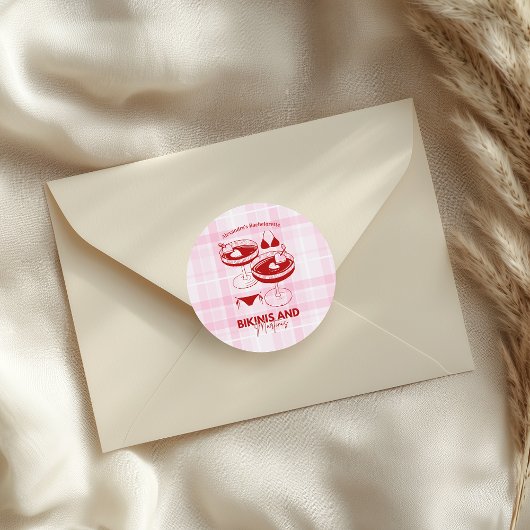 Bikinis und Martinis Bachelorette Runder Aufkleber