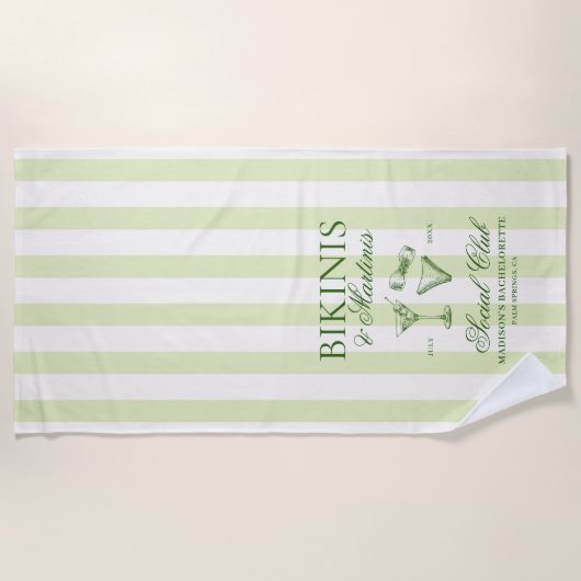 Bikinis und Martinis Bachelorette Strandtuch (Vorderseite)