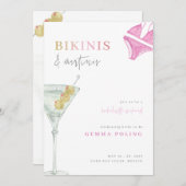 Bikinis und Martinis Bachelorette Weekend Einladun Einladung (Vorne/Hinten)