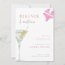 Bikinis und Martinis Bachelorette Weekend Einladun