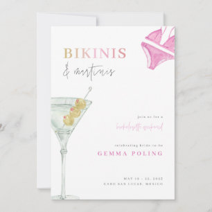 Bikinis und Martinis Bachelorette Weekend Einladun Einladung