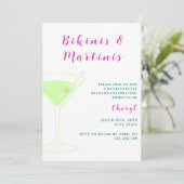 Bikinis und Martinis Bachelorette Wochenende Einladung (Stehend Vorderseite)