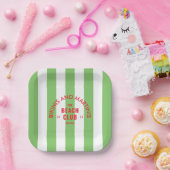 Bikinis und Martinis Beach Club Grüner Streifen Pappteller (Party)