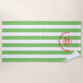 Bikinis und Martinis Beach Club Grüner Streifen Strandtuch (Vorderseite)