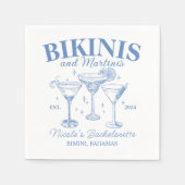 Bikinis und Martinis Blue Junggeselinnen-Abschied Serviette (Vorderseite)