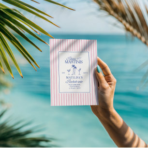 Bikinis und Martinis Elegante vintage Henparty Einladung