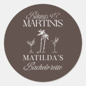 Bikinis und Martinis Elegante Vintage-Henparty Runder Aufkleber (Vorderseite)
