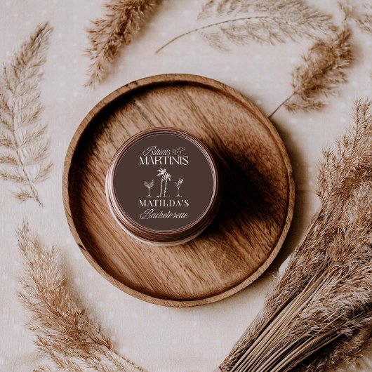 Bikinis und Martinis Elegante Vintage-Henparty Runder Aufkleber