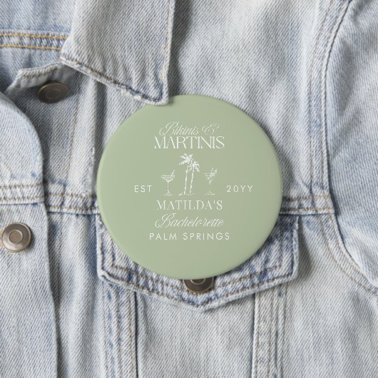 Bikinis und Martinis Eleganter Vintage-Junggeselli Button (Beispiel)