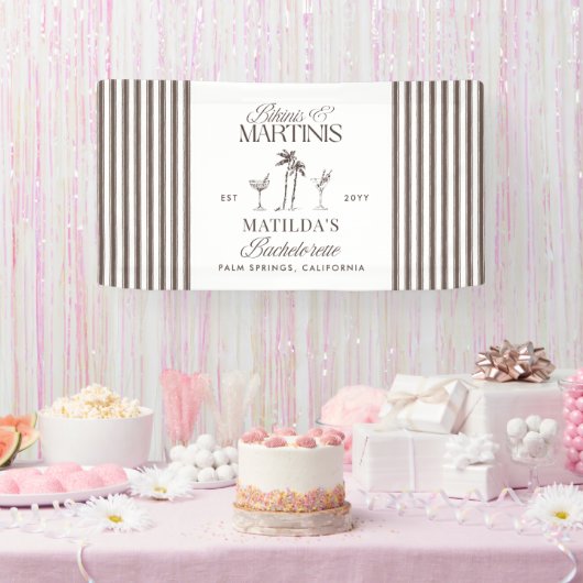 Bikinis und Martinis Elegantes Vintages Bacheloret Banner (Party)