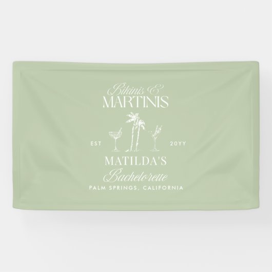Bikinis und Martinis Elegantes Vintages Bacheloret Banner (Horizontal)