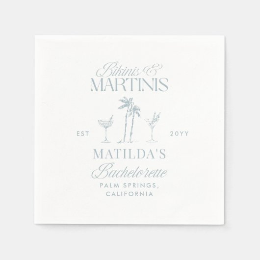 Bikinis und Martinis Elegantes Vintages Bacheloret Serviette (Vorderseite)